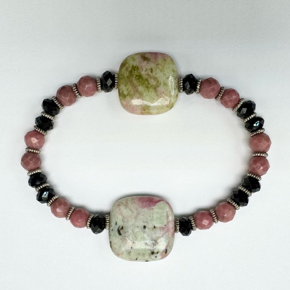 Pink and Green Gemstone Bracelet  - S/M